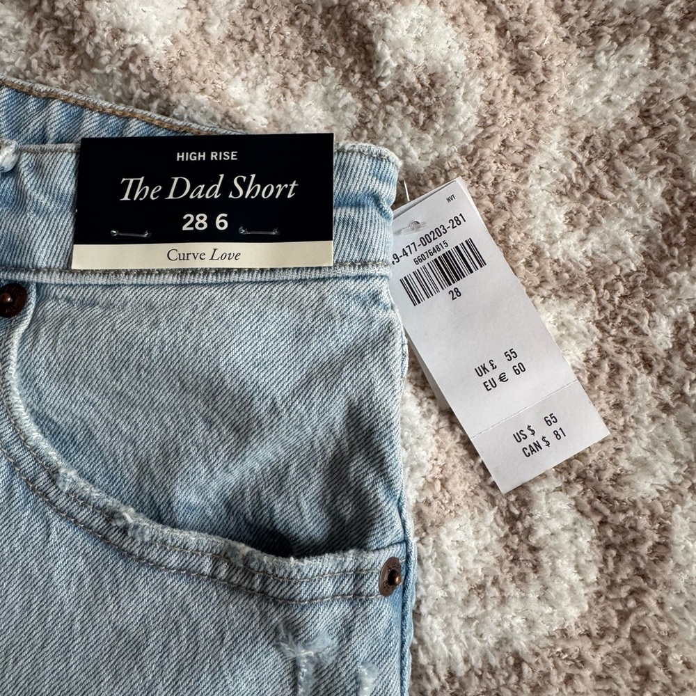Abercrombie & Fitch The Dad Short Light Blue Frayed Hem Denim Shorts - Picture 4 of 5